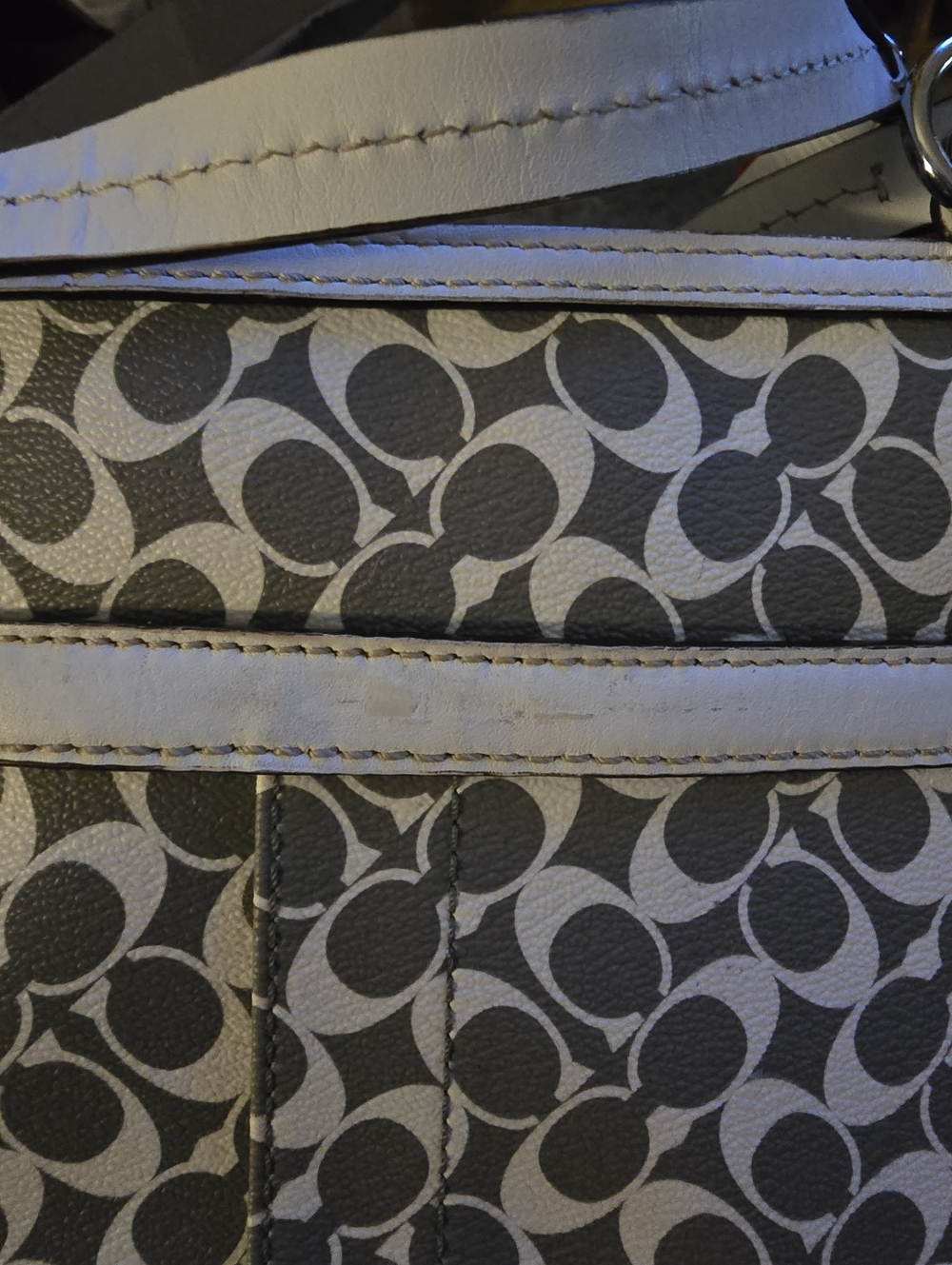 Coach Signature Tote in Gray, White & Pink - Picture 15 of 16